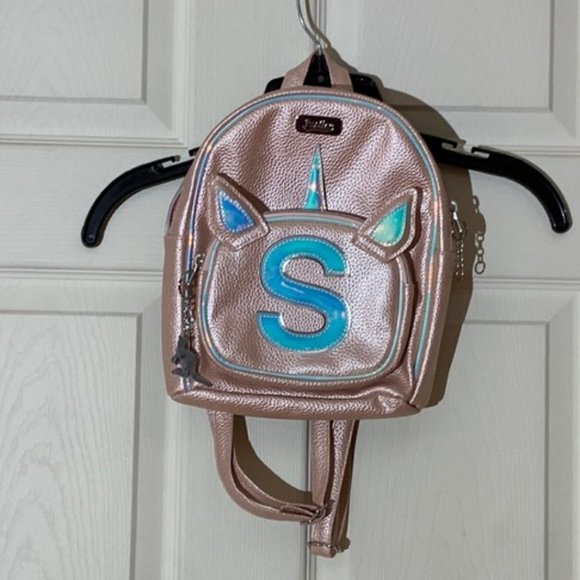 Justice Brand Kids Pink Unicorn Backpack Letter S - Picture 1 of 6